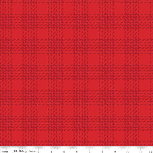 Peace on Earth, Red Plaid, by Riley Blake