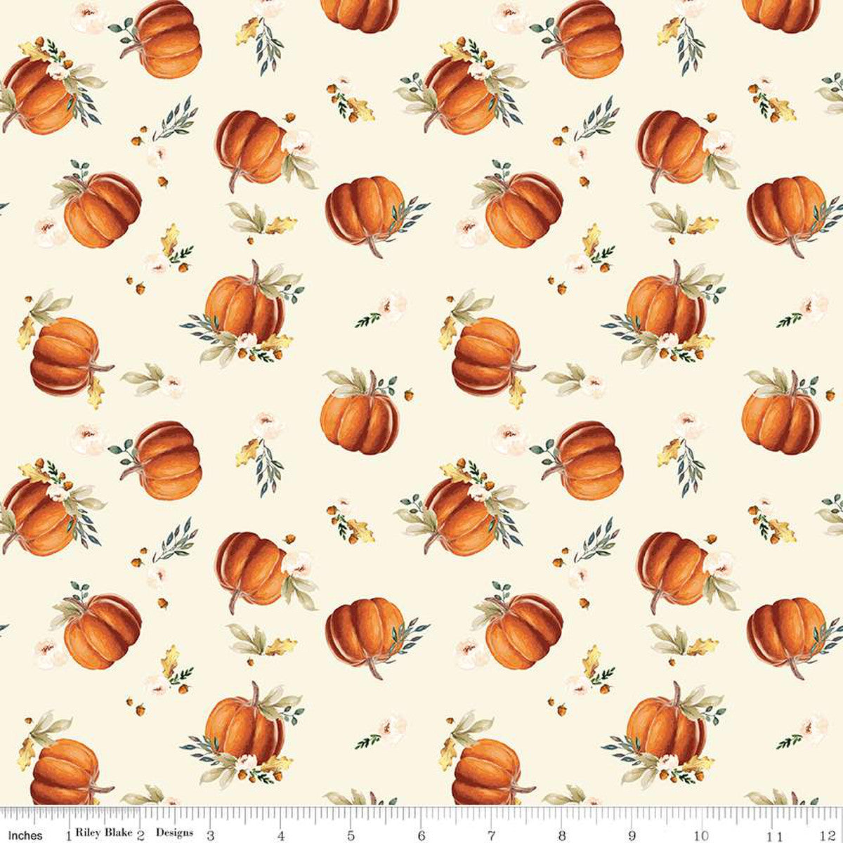 Shades of Autumn Pumpkins Cream, By Riley Blake-