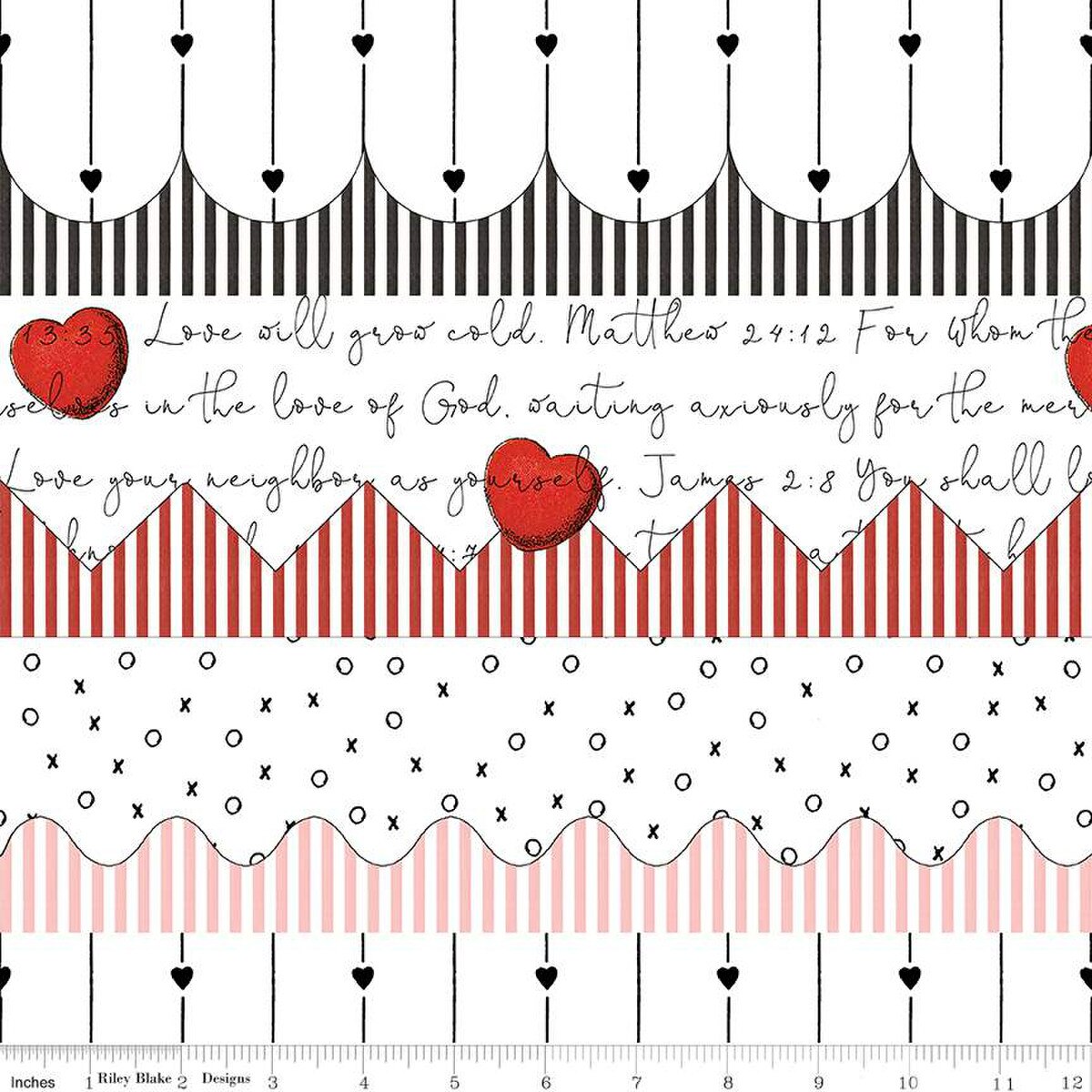 All My Heart Trimmings Border Stripe White for Riley Blake by the yard