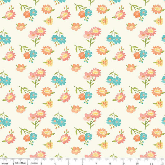 Riley Blake, Spring's in Town floral cream by the yard