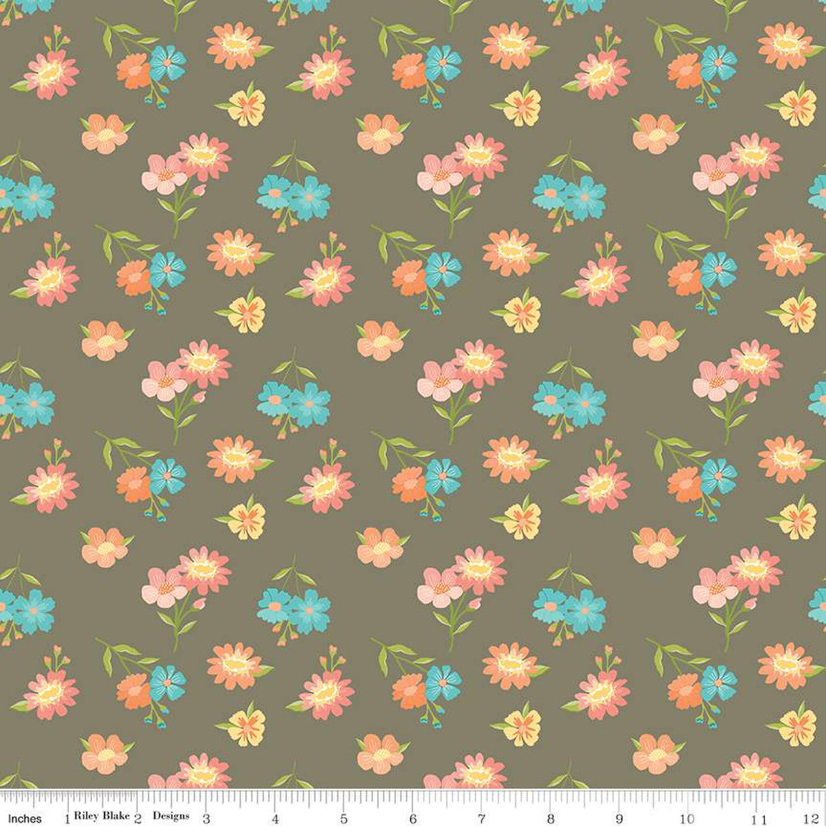 Riley Blake, Spring's in Town floral pewter by the yard