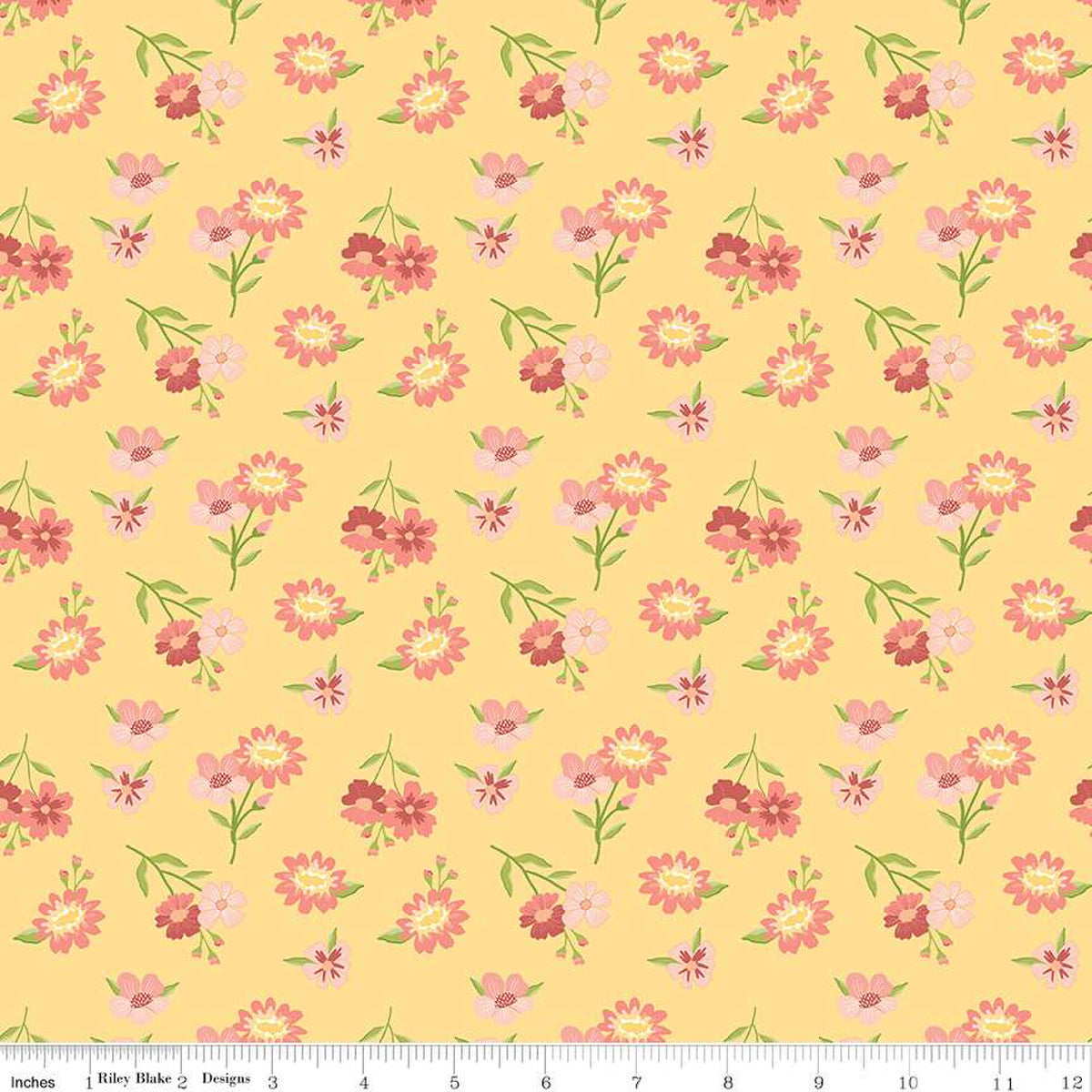 Riley Blake, Spring's in Town floral yellow by the yard