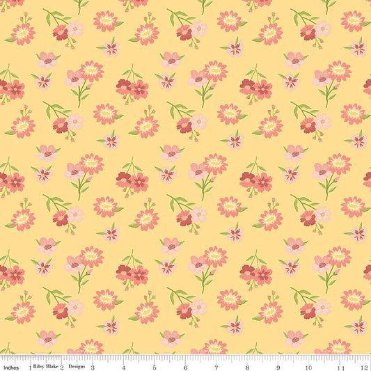 Riley Blake, Spring's in Town floral yellow by the yard