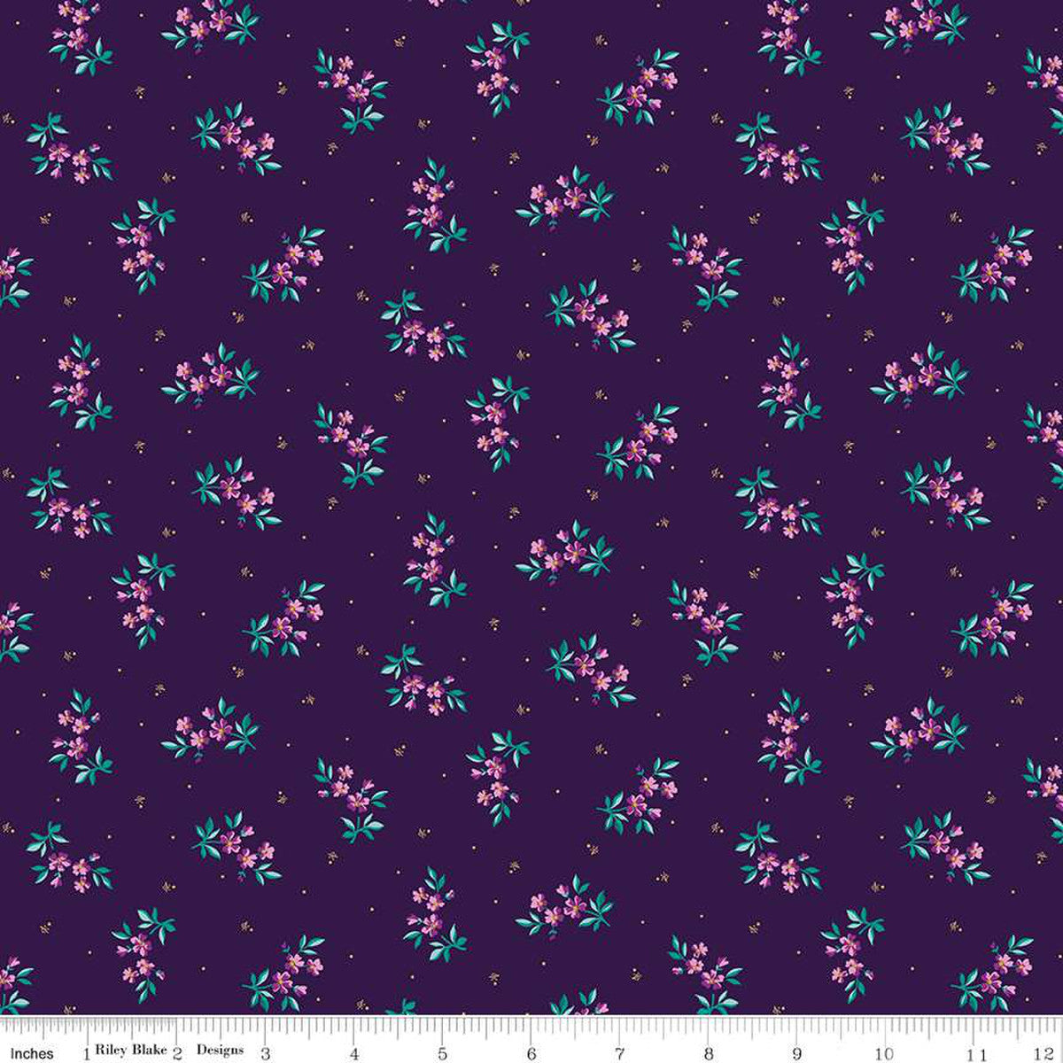 Riley Blake Brilliance Delicate Floral Plum, by the yard