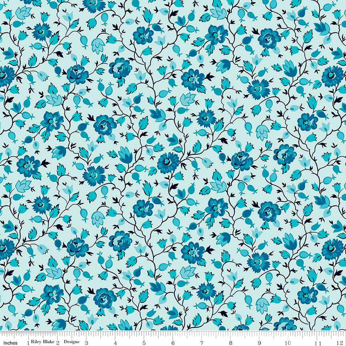 Riley Blake Brilliance Floral Blue, by the yard