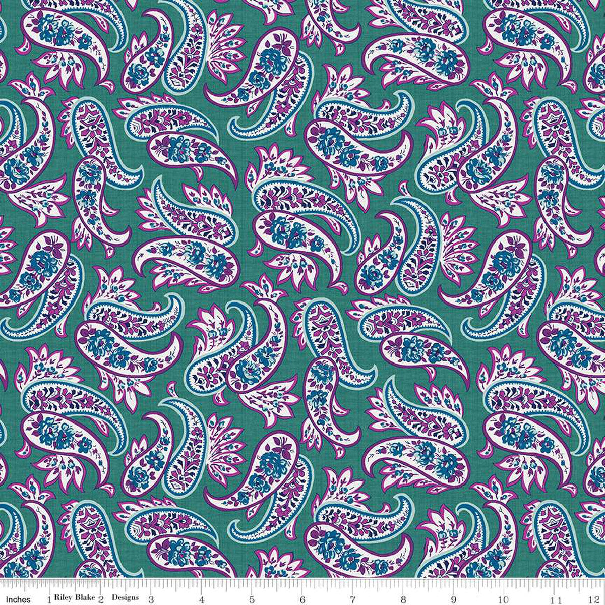 Riley Blake Brilliance Paisley Teal, by the yard