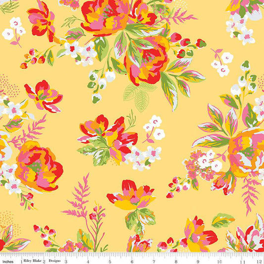 Picnic Florals by Riley Blake, Main Yellow by the yard