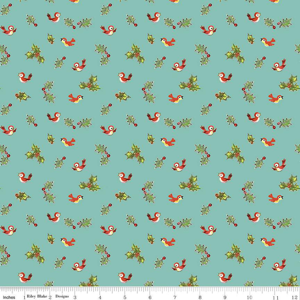 Jingle Bells, Jingle Bells Holly Birds Cottage for Riley Blake by the yard