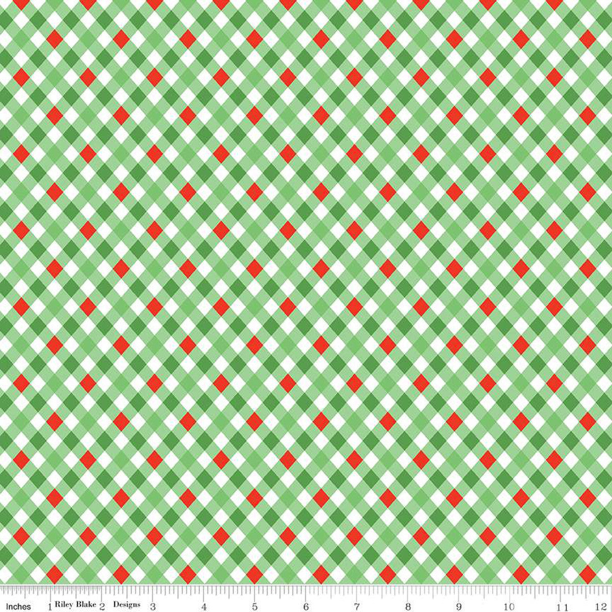 Jingle Bells, Plaid Green for Riley Blake by the yard