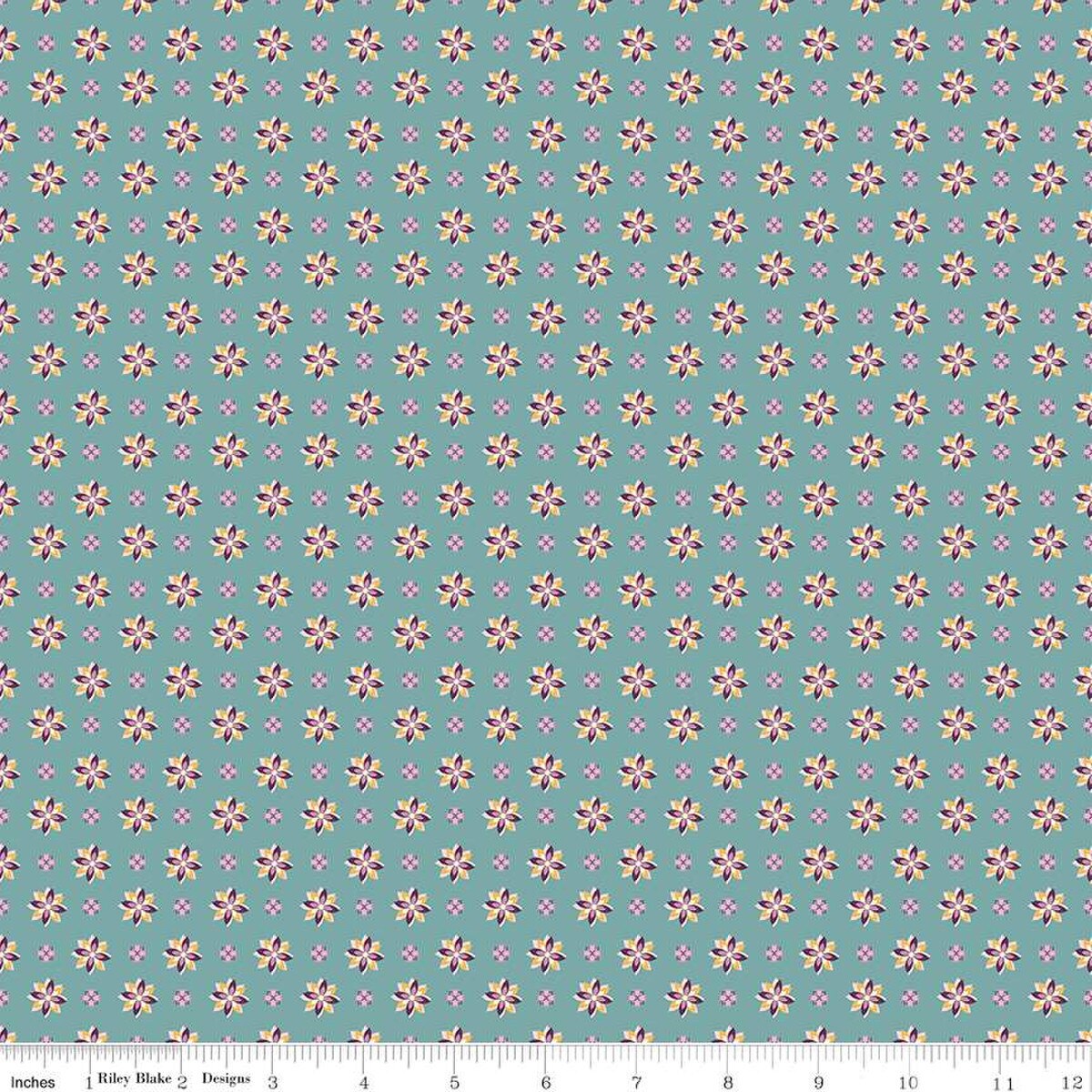 Juju's Petals Calico Teal by the yard from Riley Blake