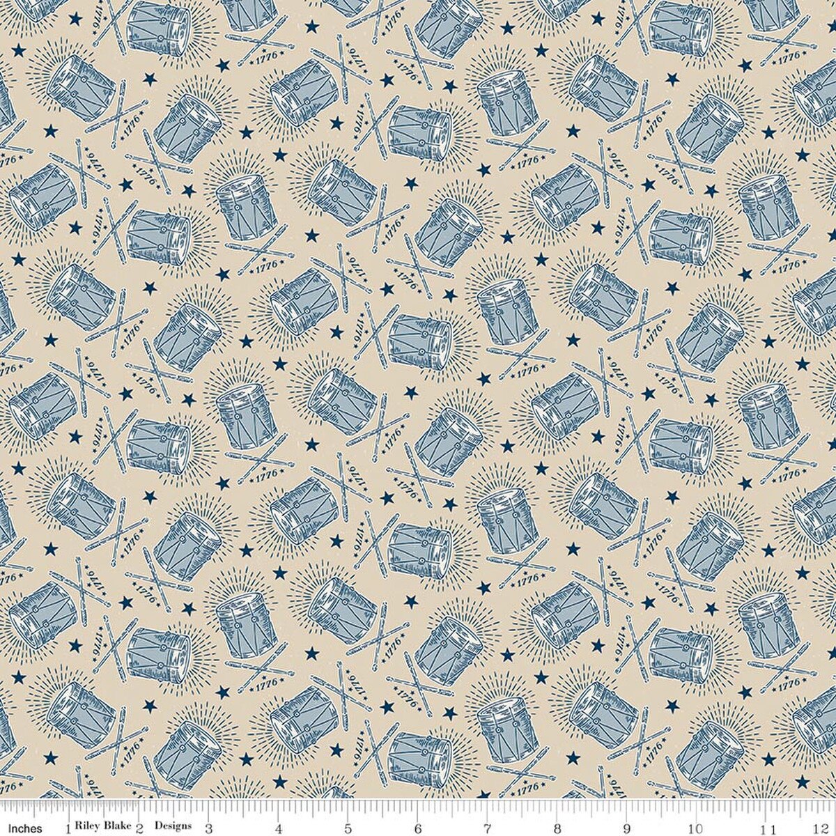 Independence Drums Beige from Riley Blake by the yard