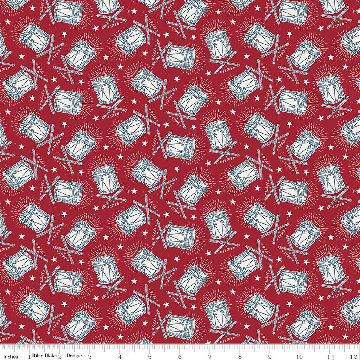 Independence Drums Cherry Tart from Riley Blake by the yard