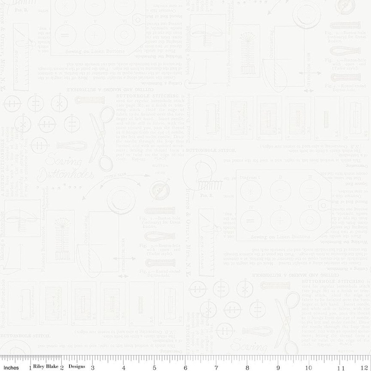 Sew America Sewing Notes White from Riley Blake by the yard