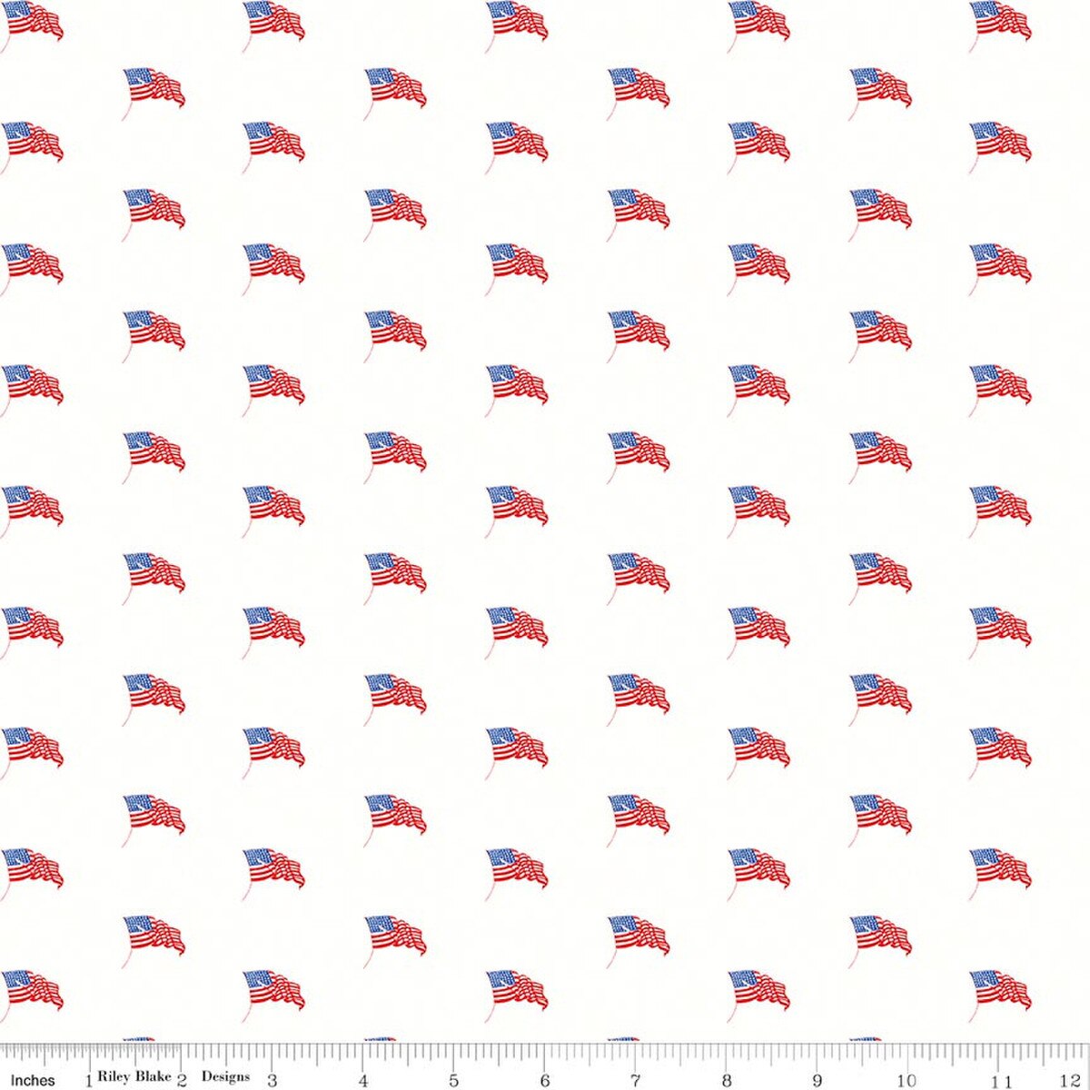 Sew America USA Flags White from Riley Blake by the yard