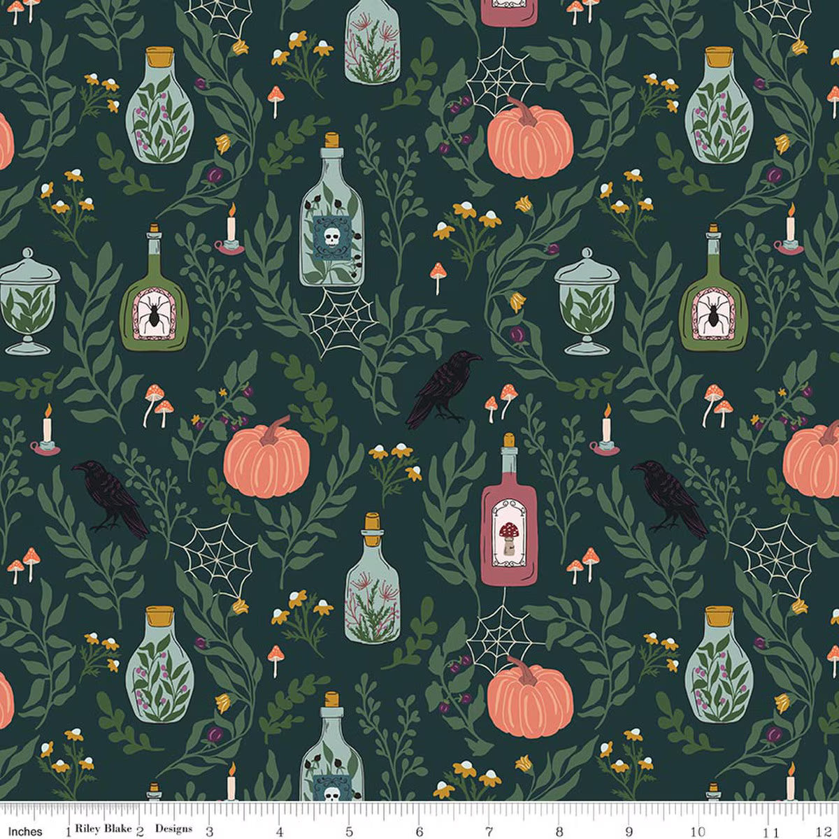 The Apothecary Main Deep Teal from Riley Blake by the yard