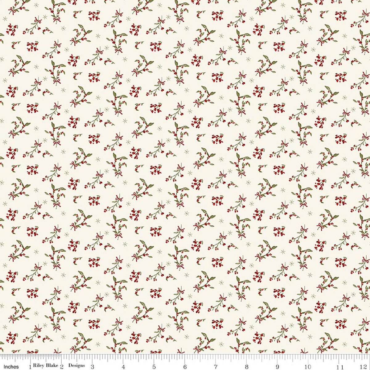 Christmas Greetings Berries Cream from Riley Blake Designs, by the yard