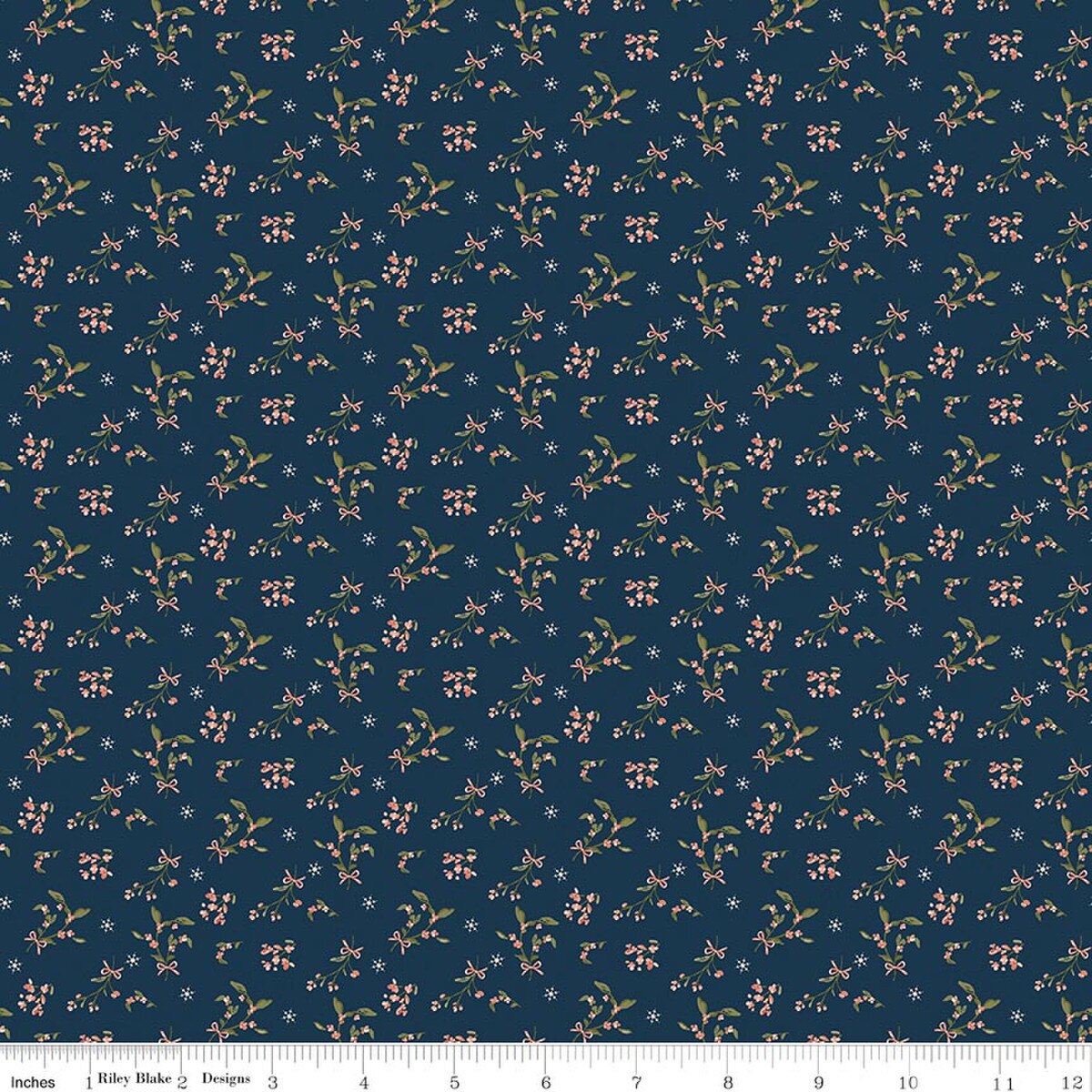 Christmas Greetings Berries Navy from Riley Blake Designs, by the yard
