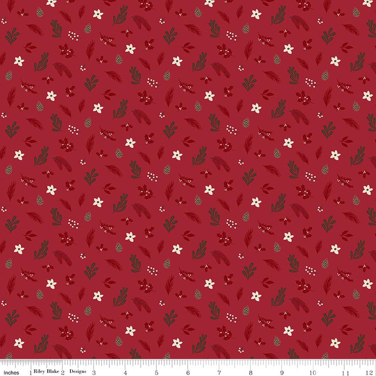 Christmas Time Foliage Red from Riley Blake By the Yard
