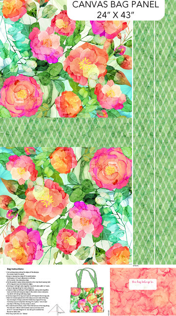 Canvas Bag Panel, veranda from Northcott fabrics