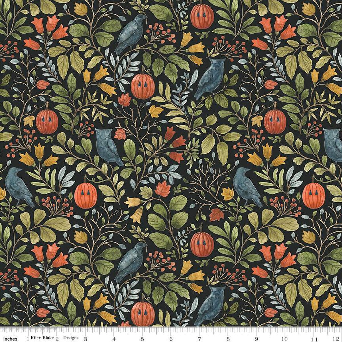 Trick or Treat Foliage Black from Riley Blake by the yard