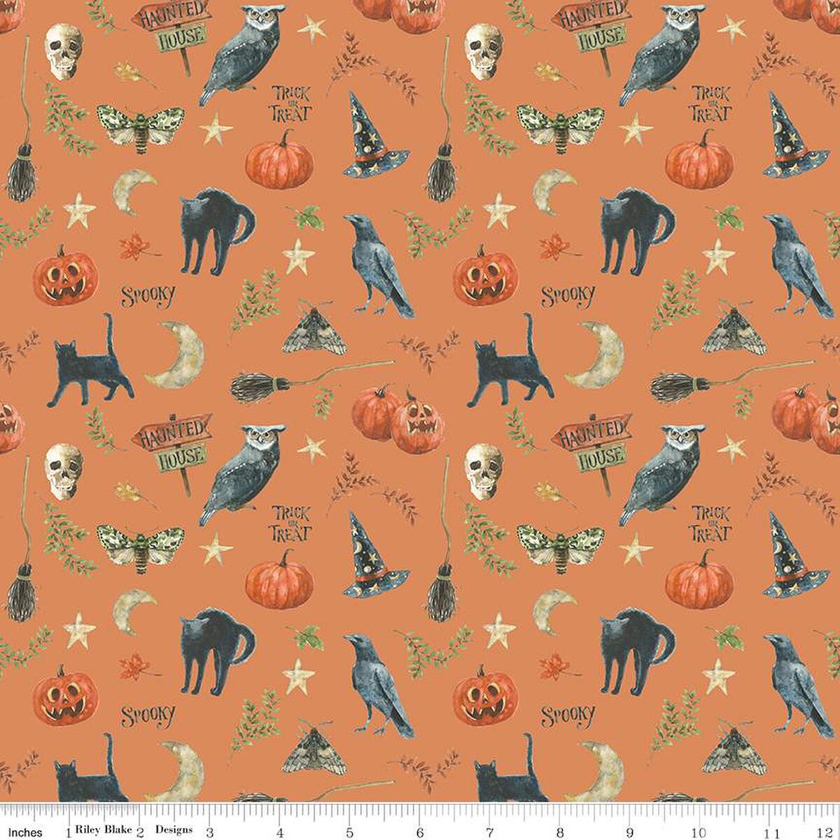 Trick or Treat Spooky Orange from Riley Blake, by the yard
