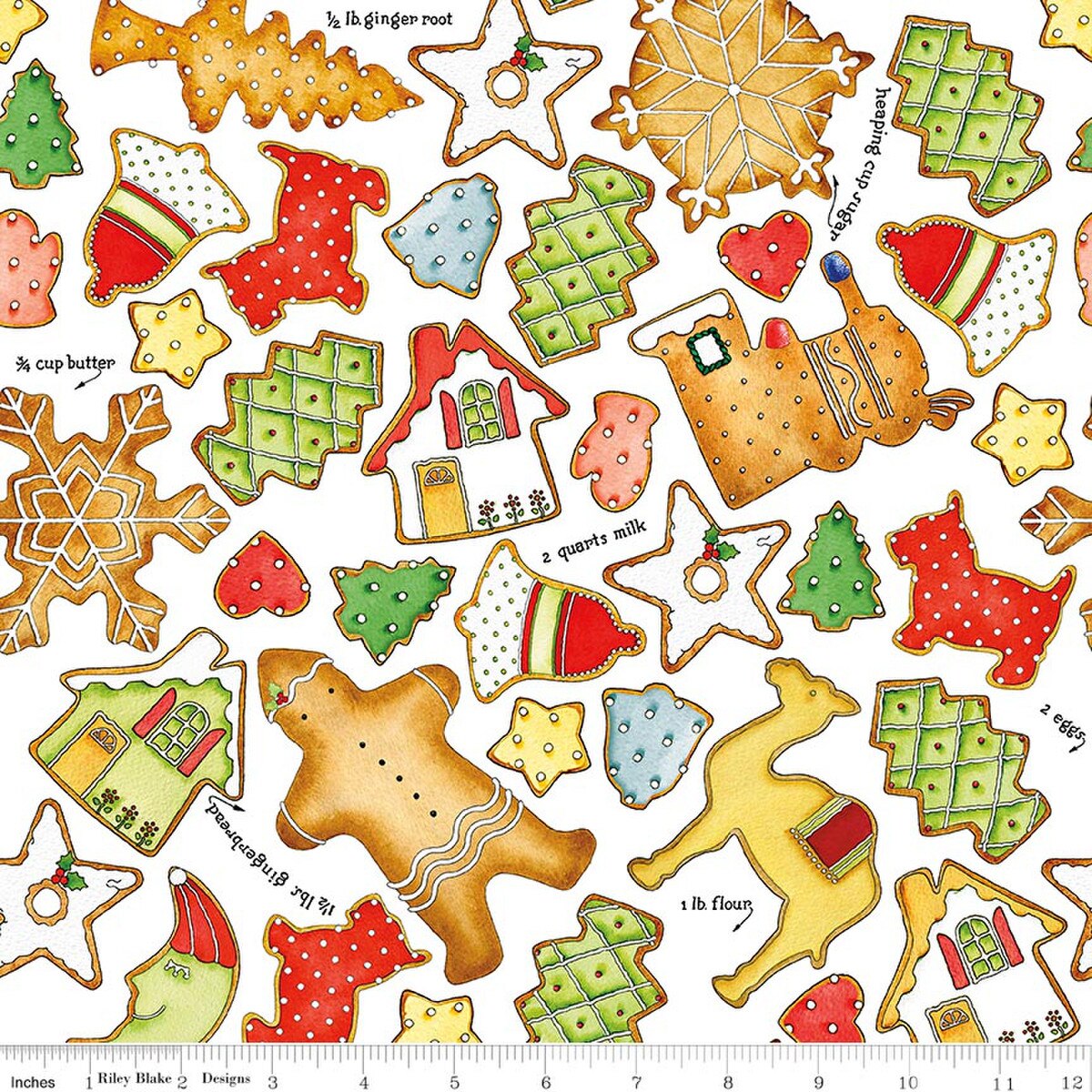 Gingerbread Cookie Toss White from Riley Blake by the yard