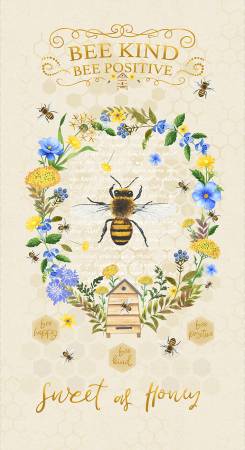 Beige Bee Kind Panel 24in from timeless Treasures