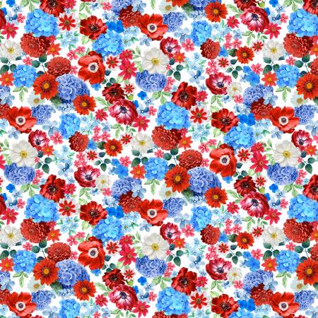 Usa Small Patriotic Floral from Timeless Treasures, by the yard