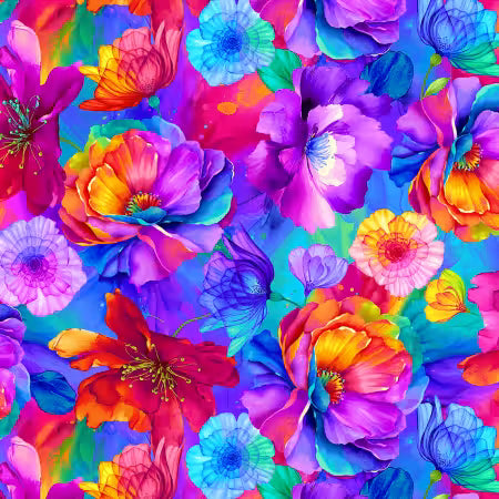 Multi Rainbow Florals Timeless Treasures by the yard