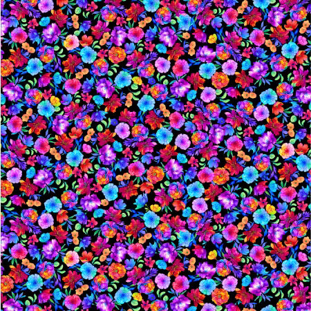 Black Multi Floral from Timeless Treasures by the yard