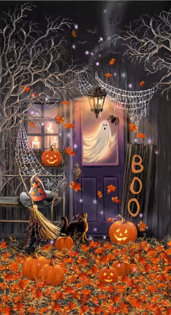 Black Haunted House Panel 24in from Timeless Treasures