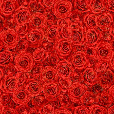 Red Packed Red Metallic Roses