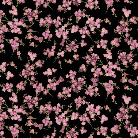 Black Cherry Blossom Branches Metallic, Shizuka by Timeless Treasures, by the yard