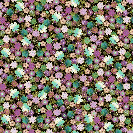 Multi Metallic Geo Floral Metallic, Shizuka by Timeless Treasures, by the yard