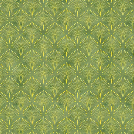 Green Imperial Bloom w/Metallic by the yard from Timeless Treasures