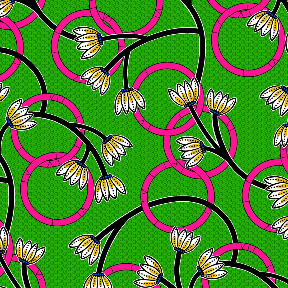 African Print Sheeting from Cosmos- Lime-by the yard