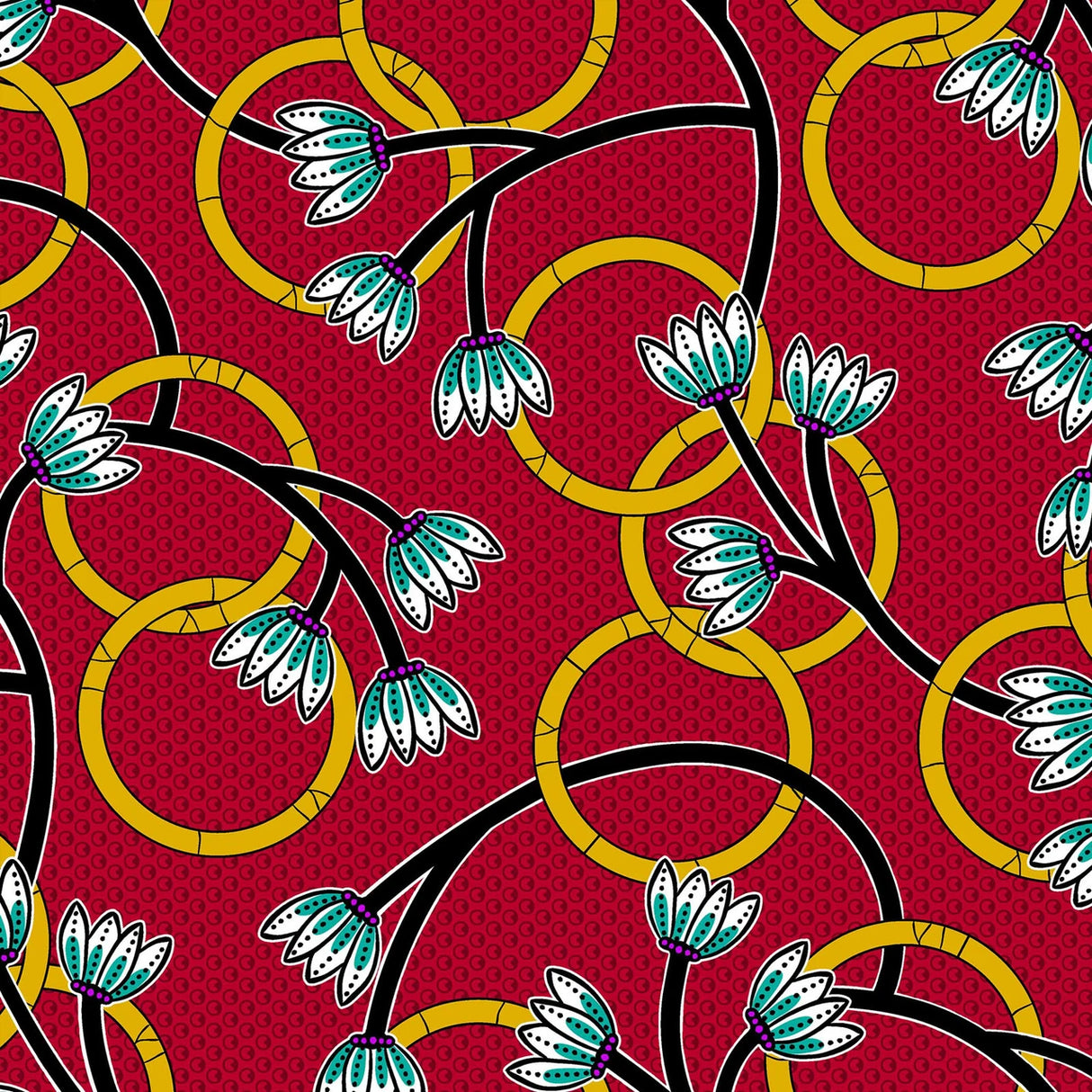 African Print Sheeting from Cosmos- Red-by the yard