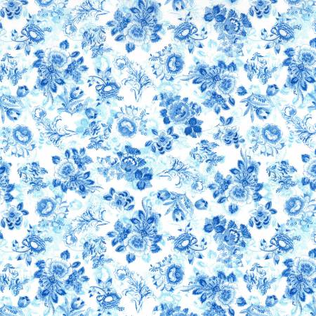 Royal Delft Floral, Light Blue from Michael Miller Fabrics, by the yard