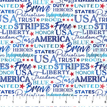 Patriot by Northcott, patriotic wording by the yard