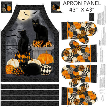 Hallow's Eve for Northcott Apron and Oven Mitts Panel