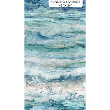 Sea Breeze by Northcott- Running Yardage, multi-Pale blue Ombre , by the yard