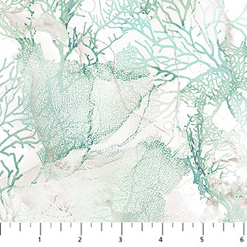 Sea Breeze by Northcott- Running Yardage, Sea Foam Coral , by the yard