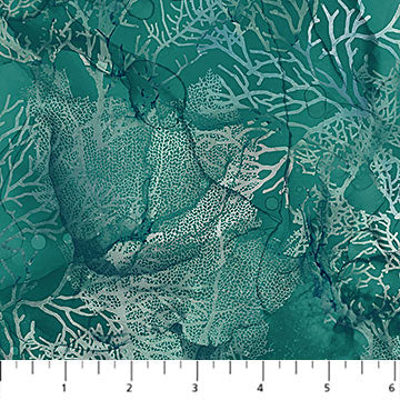 Sea Breeze by Northcott- Running Yardage, Teal Coral , by the yard