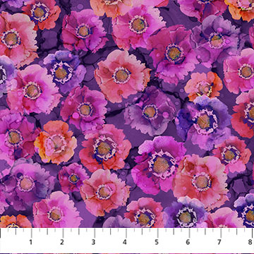 Dragonfly Dance by Northcott, Purple pink small floral