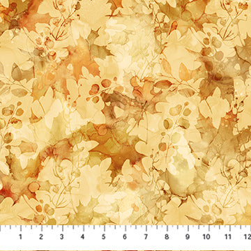 Autumn Breeze, Ochre Leaf Texturefrom Northcott, by the yard