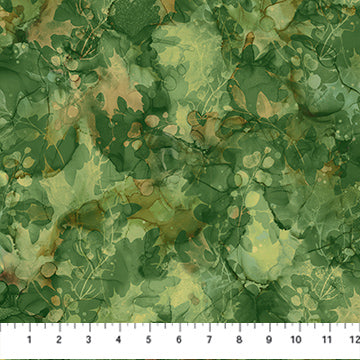 Autumn Breeze, Dark Green Leaf Texture from Northcott, by the yard