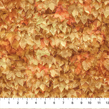 Autumn Breeze, Lt Rust Layered Leaves from Northcott, by the yard