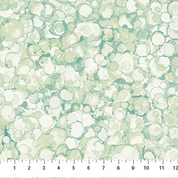 Autumn Breeze, Teal/Green Bubbles from Northcott, by the yard