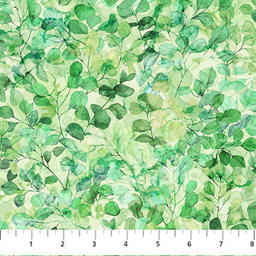 Packed leaves light green, veranda from Northcott fabrics by the yard