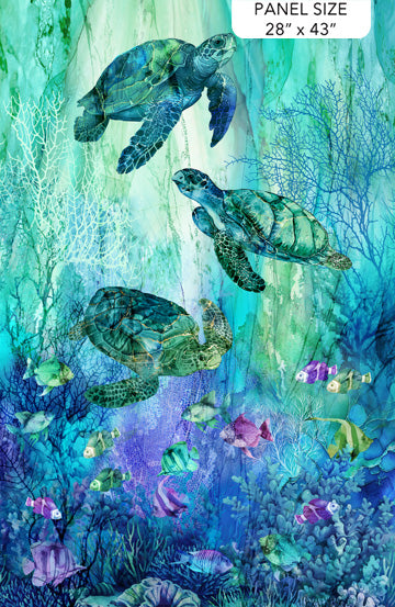 Coral Reef from Northcott, Turtle Panel, Multi, by the panel